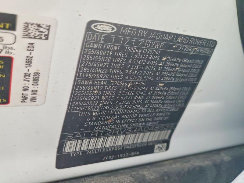 2018 Land Rover Discovery მანქანა იყიდება აუქციონზე, vin: SALRT2RV3JA048539, აუქციონის ნომერი: 54244256