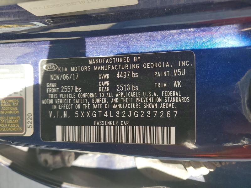 Продажа на аукционе авто 2018 Kia Optima, vin: 5XXGT4L32JG237267, номер лота: 53212906