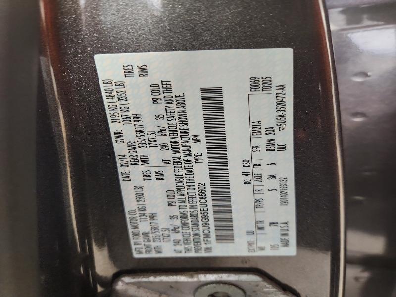 2014 Ford Escape მანქანა იყიდება აუქციონზე, vin: 1FMCU9G95EUC65602, აუქციონის ნომერი: 53585166