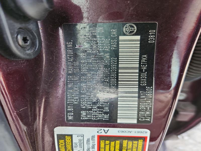 53370676 :رقم المزاد ، 4T1BK3DB5BU399222 vin ، 2011 Toyota Avalon مزاد بيع