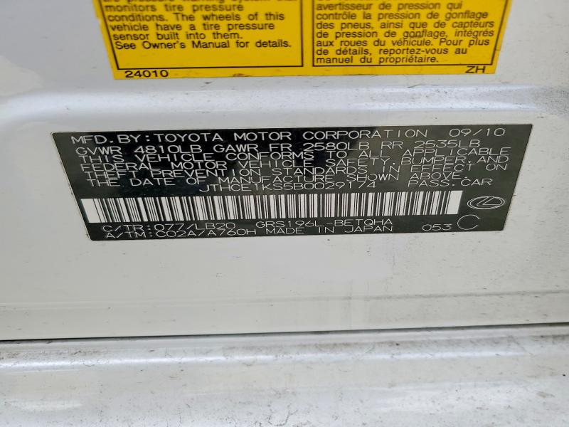 53082966 :رقم المزاد ، JTHCE1KS5B0029174 vin ، 2011 Lexus Gs مزاد بيع