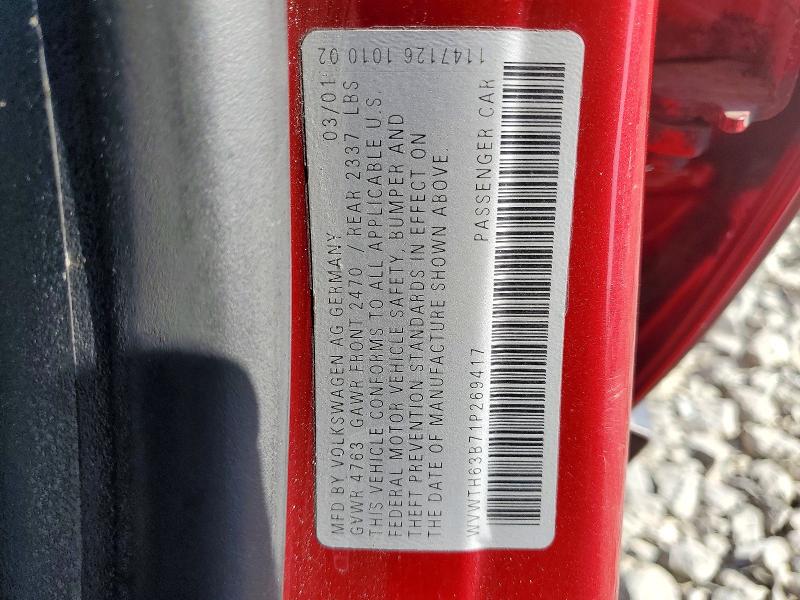 53964196 :رقم المزاد ، WVWTH63B71P269417 vin ، 2001 Volkswagen Passat مزاد بيع