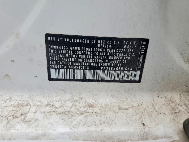 54271596 :رقم المزاد ، 3VWT57AU5KM510818 vin ، 2019 Volkswagen Golf Sportwagen مزاد بيع