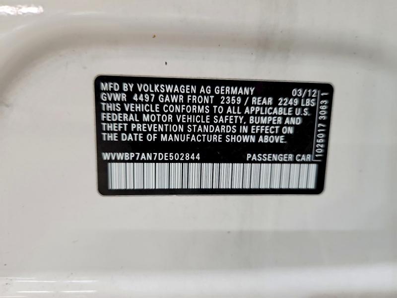 Продаж на аукціоні авто 2013 Volkswagen Cc, vin: WVWBP7AN7DE502844, номер лоту: 50760896