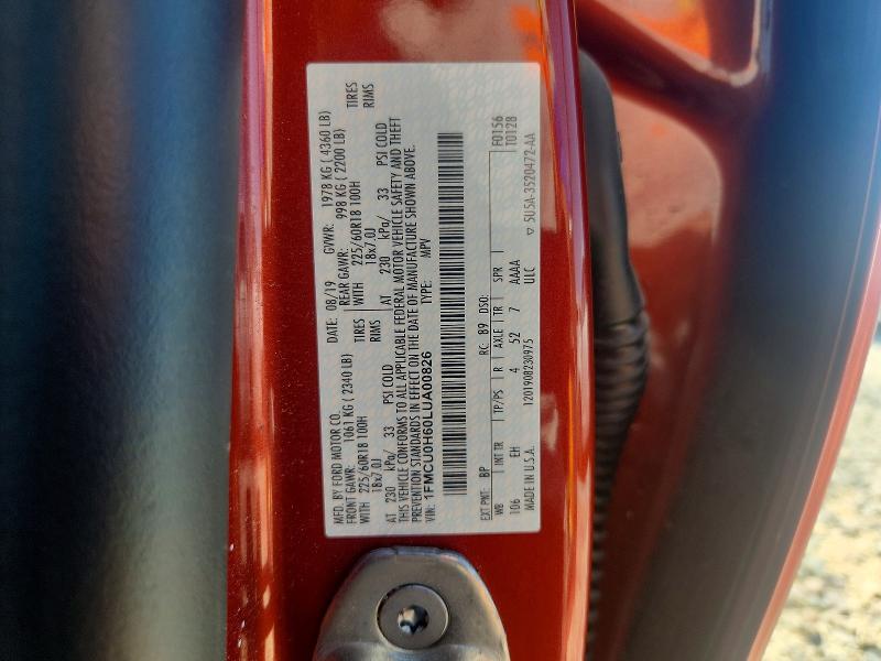 2020 Ford Escape მანქანა იყიდება აუქციონზე, vin: 1FMCU0H60LUA00826, აუქციონის ნომერი: 52983266