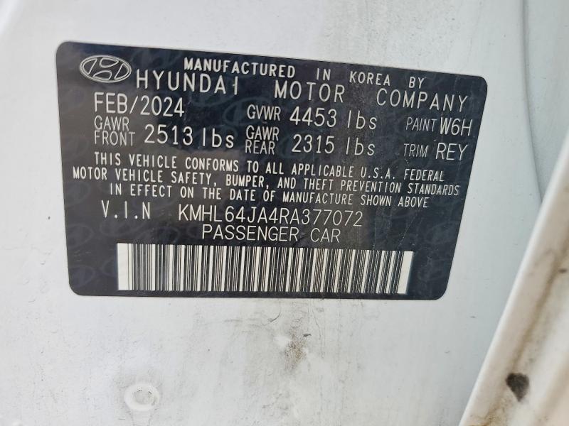 53621196 :رقم المزاد ، KMHL64JA4RA377072 vin ، 2024 Hyundai Sonata مزاد بيع