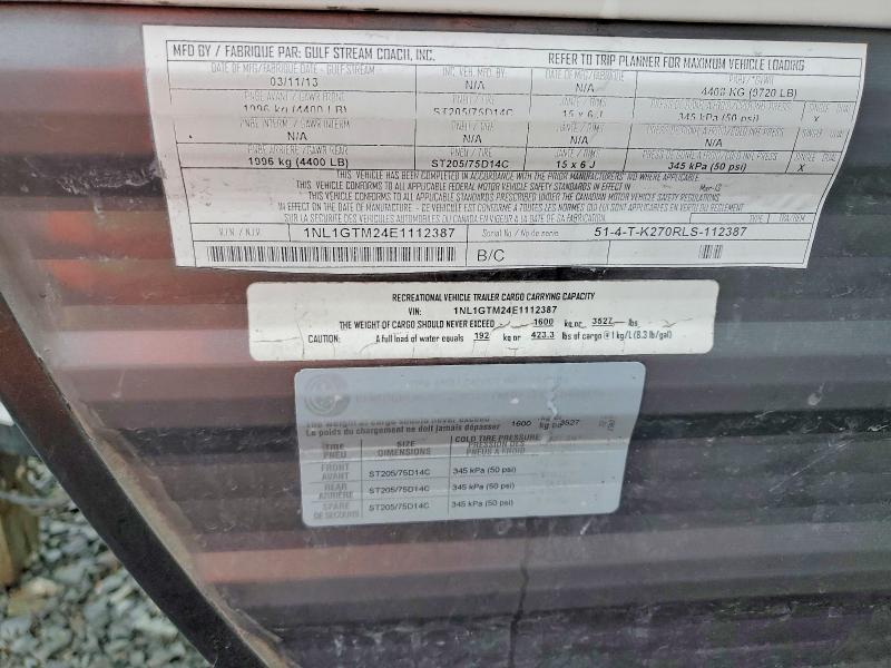 Aukcja sprzedaży 2014 Gulfstream Kingsport, vin: 1NL1GTM24E1112387, numer aukcji: 52355496