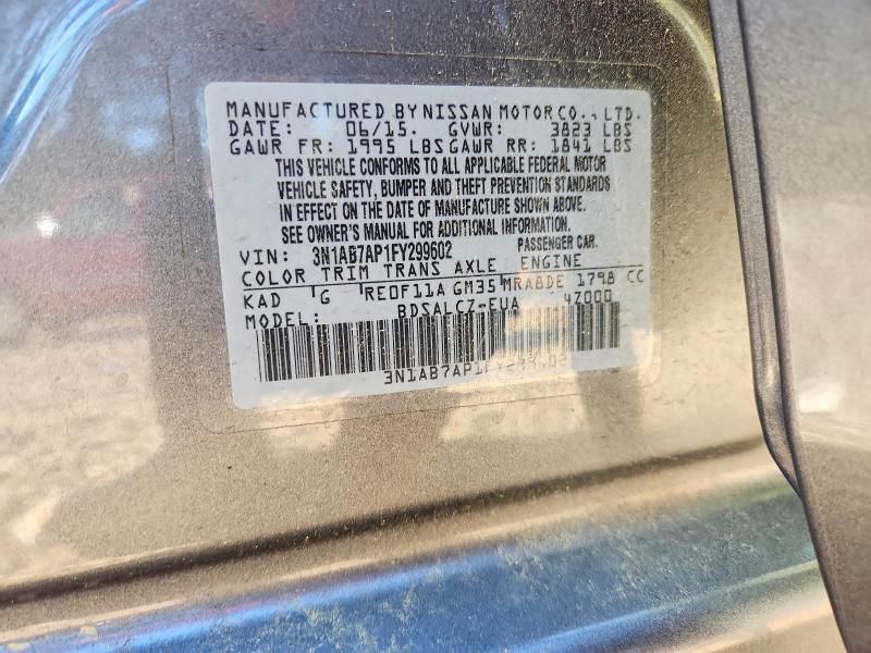 53927066 :رقم المزاد ، 3N1AB7AP1FY299602 vin ، 2015 Nissan Sentra مزاد بيع