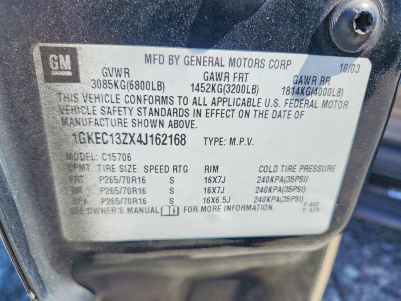 53776466 :رقم المزاد ، 1GKEC13ZX4J162168 vin ، 2004 Gmc Yukon مزاد بيع