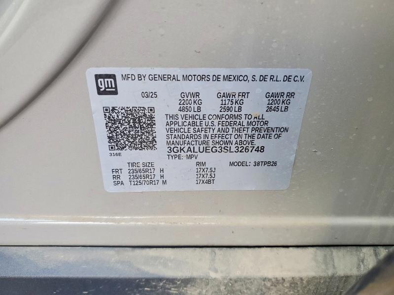 Aukcja sprzedaży 2025 Gmc Terrain, vin: 3GKALUEG3SL326748, numer aukcji: 54702256