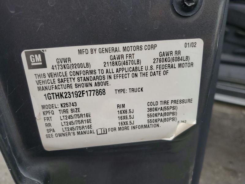 55378716 :رقم المزاد ، 1GTHK23192F177868 vin ، 2002 Gmc Sierra مزاد بيع