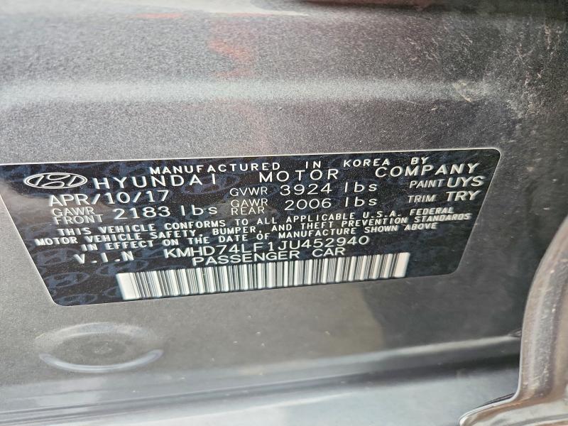 Aukcja sprzedaży 2018 Hyundai Elantra, vin: KMHD74LF1JU452940, numer aukcji: 53129546