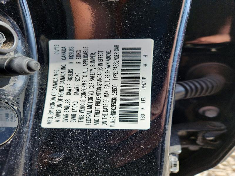 Aukcja sprzedaży 2019 Honda Civic, vin: 2HGFC2F6XKH529500, numer aukcji: 51424616