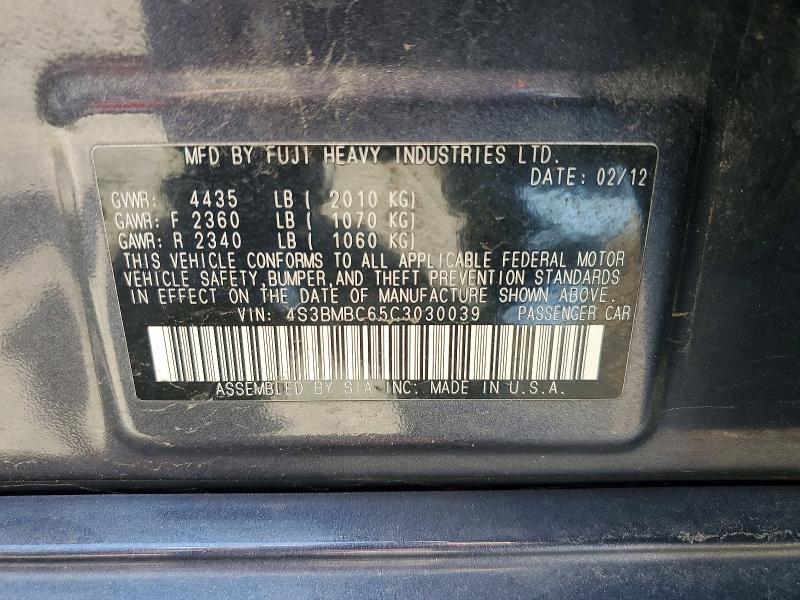 Продажа на аукционе авто 2012 Subaru Legacy, vin: 4S3BMBC65C3030039, номер лота: 53270426