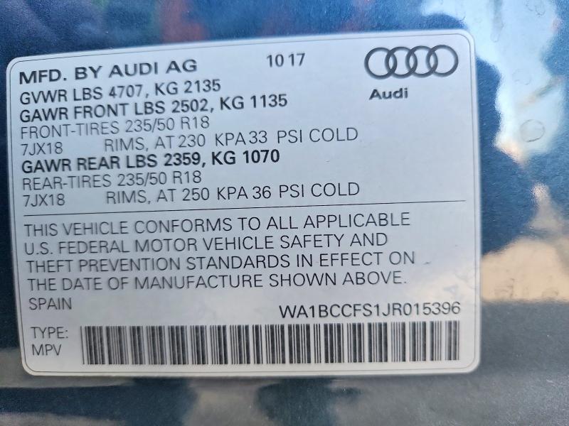 Продаж на аукціоні авто 2018 Audi Q3, vin: WA1BCCFS1JR015396, номер лоту: 52606406