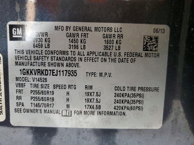 Aukcja sprzedaży 2014 Gmc Acadia, vin: 1GKKVRKD7EJ117935, numer aukcji: 52765636