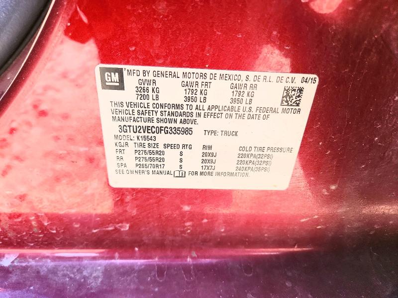 Продажа на аукционе авто 2015 Gmc Sierra, vin: 3GTU2VEC0FG335985, номер лота: 53249816