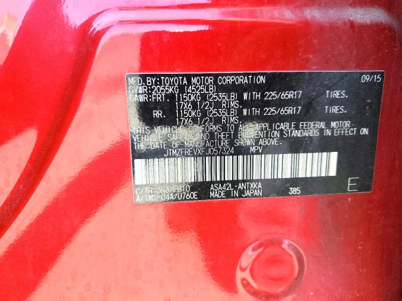 Продаж на аукціоні авто 2015 Toyota Rav4, vin: JTMZFREVXFJ057324, номер лоту: 51356796