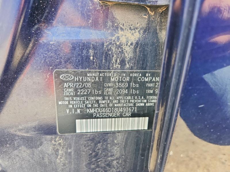 Продаж на аукціоні авто 2008 Hyundai Elantra, vin: KMHDU46D18U491671, номер лоту: 53223346