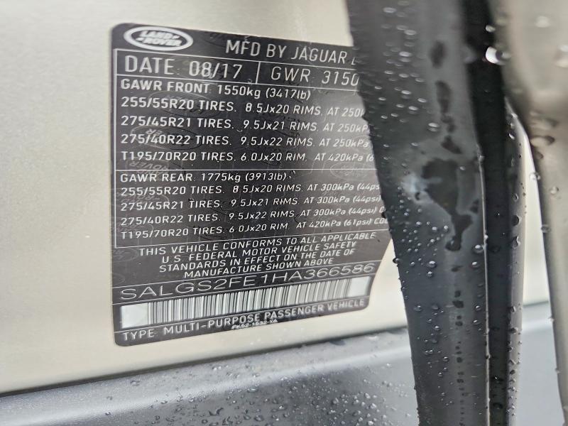 Продаж на аукціоні авто 2017 Land Rover Range Rover, vin: SALGS2FE1HA366586, номер лоту: 52660766