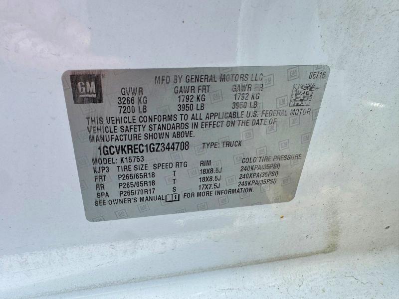 Auction sale of the 2016 Chevrolet Silverado, vin: 1GCVKREC1GZ344708, lot number: 53715696