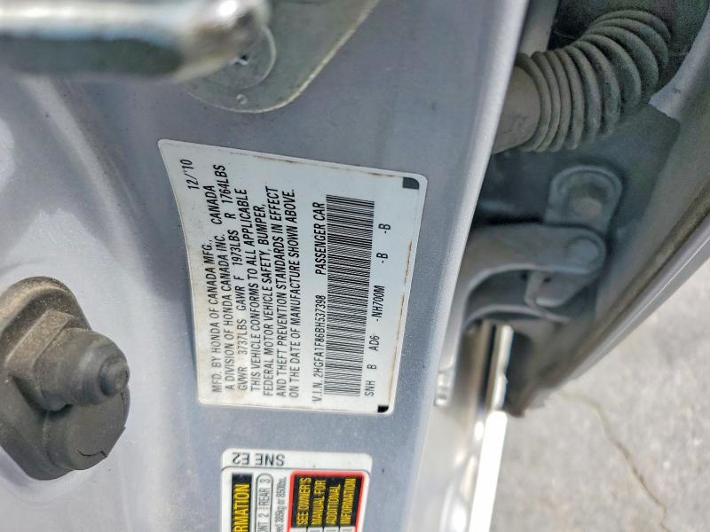 Aukcja sprzedaży 2011 Honda Civic, vin: 2HGFA1F86BH537398, numer aukcji: 52588376