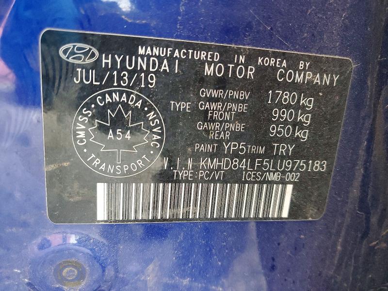 Продаж на аукціоні авто 2020 Hyundai Elantra, vin: KMHD84LF5LU975183, номер лоту: 53056676