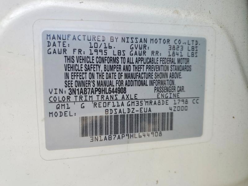 2017 Nissan Sentra მანქანა იყიდება აუქციონზე, vin: 3N1AB7AP9HL644908, აუქციონის ნომერი: 52751976