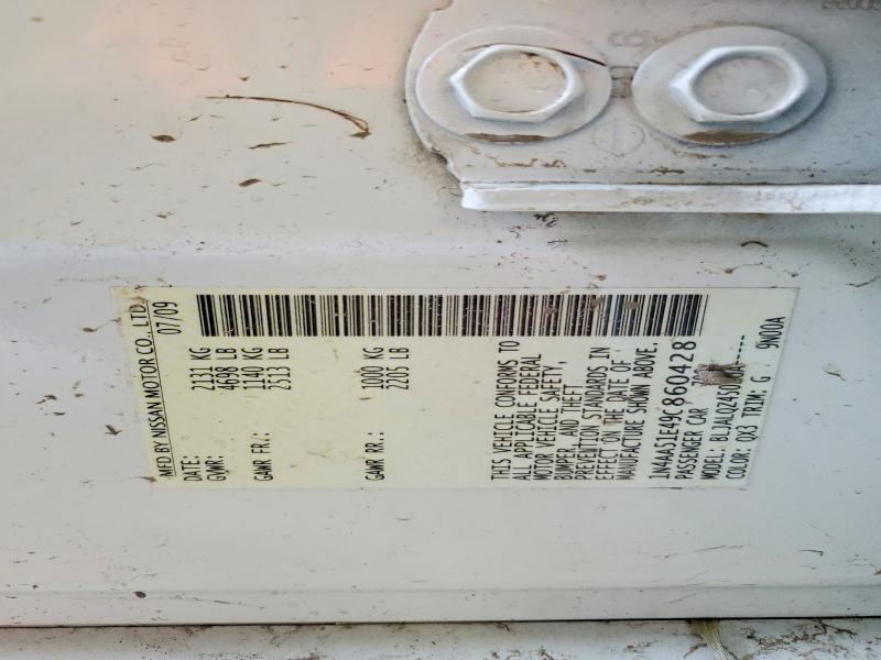 54265716 :رقم المزاد ، 1N4AA51E49C860428 vin ، 2009 Nissan Maxima مزاد بيع