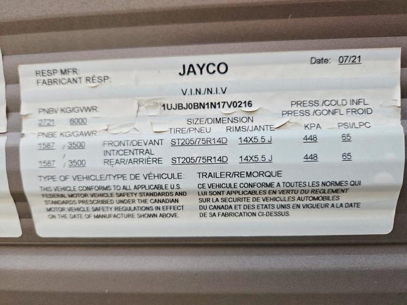 Продажа на аукционе авто 2022 Jayflight Recreational Vehicle (rv), vin: 1UJBJ0BN1N17V0216, номер лота: 53447426