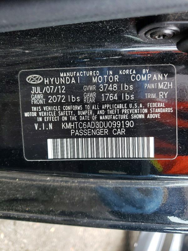 53752766 :رقم المزاد ، KMHTC6AD3DU099190 vin ، 2013 Hyundai Veloster مزاد بيع