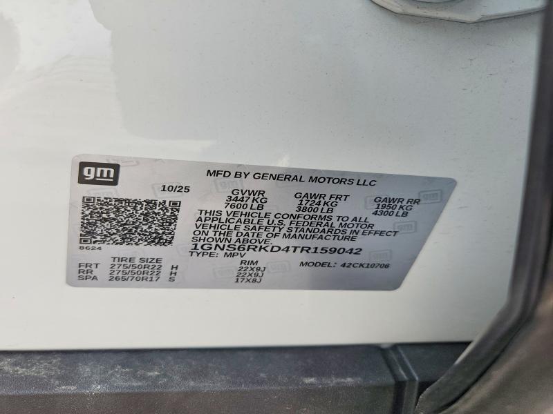 Aukcja sprzedaży 2026 Chevrolet Tahoe, vin: 1GNS6RKD4TR159042, numer aukcji: 53086536