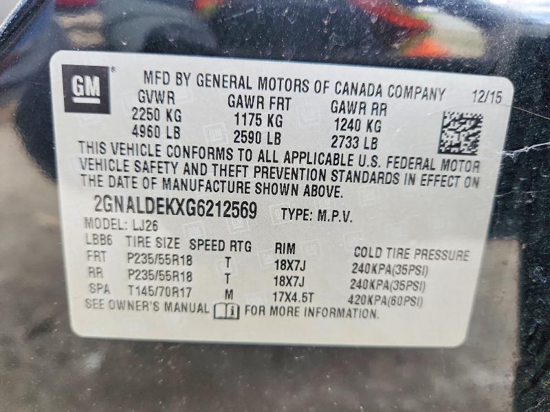 2016 Chevrolet Equinox მანქანა იყიდება აუქციონზე, vin: 2GNALDEKXG6212569, აუქციონის ნომერი: 51699766