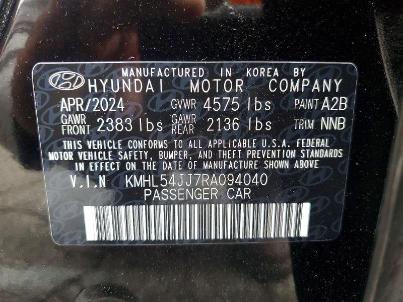 Продажа на аукционе авто 2024 Hyundai Sonata Hybrid, vin: KMHL54JJ7RA094040, номер лота: 53656796