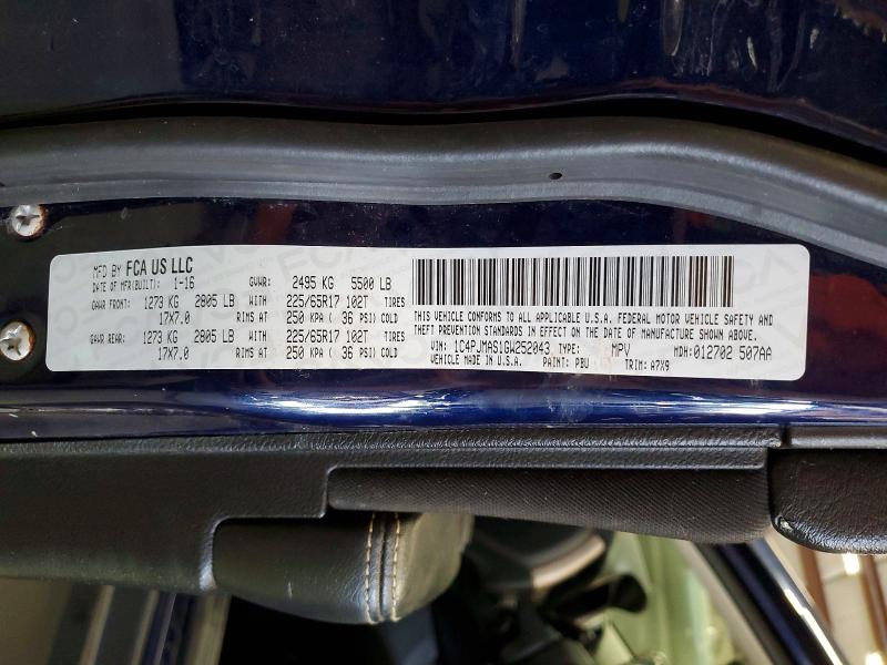 55387486 :رقم المزاد ، 1C4PJMAS1GW252043 vin ، 2016 Jeep Cherokee مزاد بيع
