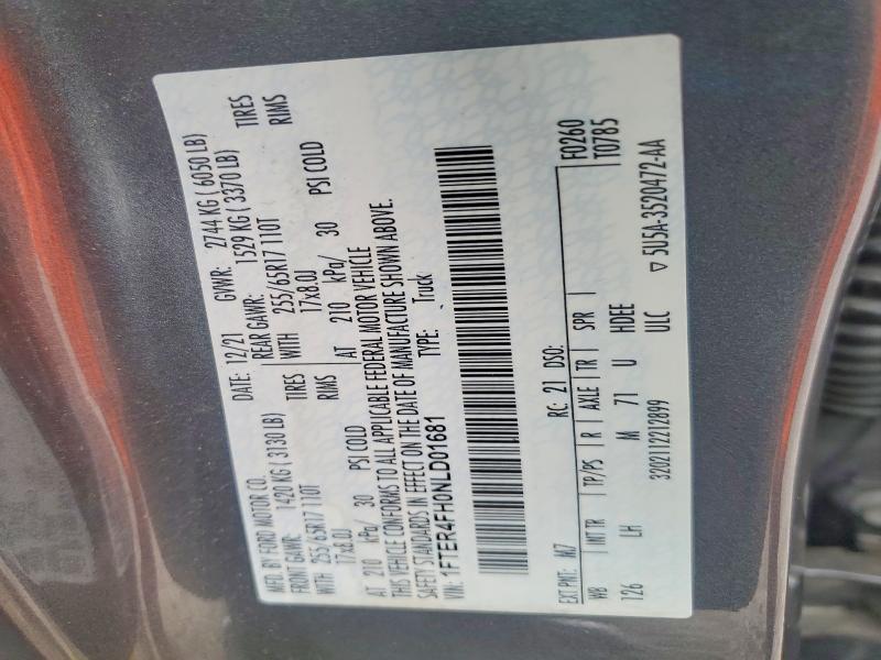 52567806 :رقم المزاد ، 1FTER4FH0NLD01681 vin ، 2022 Ford Ranger مزاد بيع