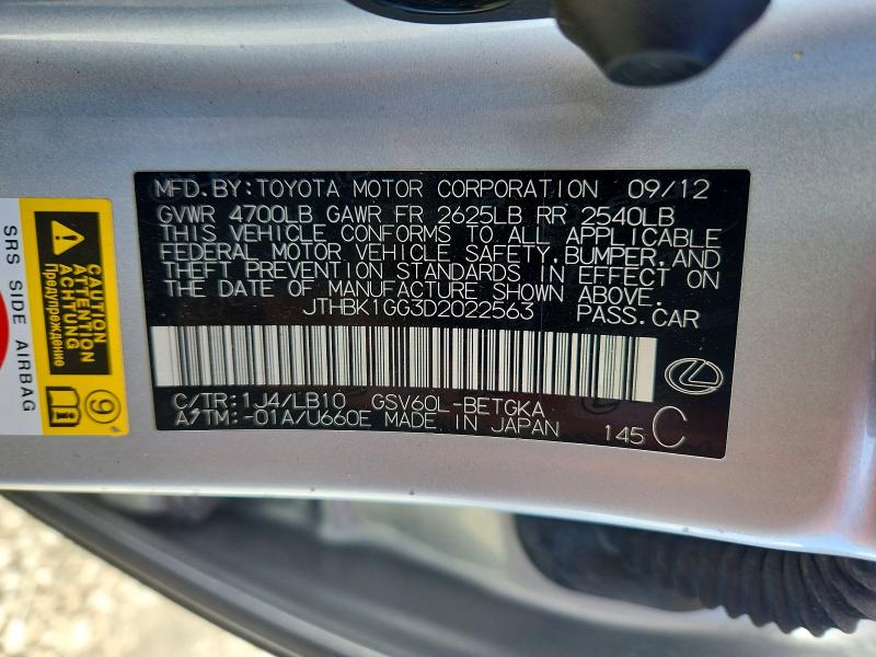 Продаж на аукціоні авто 2013 Lexus Es, vin: JTHBK1GG3D2022563, номер лоту: 52399686