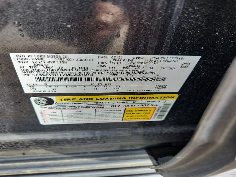 Продаж на аукціоні авто 2021 Ford Expedition, vin: 1FMJK1HT7MEA41216, номер лоту: 54261526