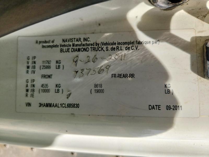 Продаж на аукціоні авто 2012 International 4000, vin: 3HAMMAAL1CL685830, номер лоту: 54806496