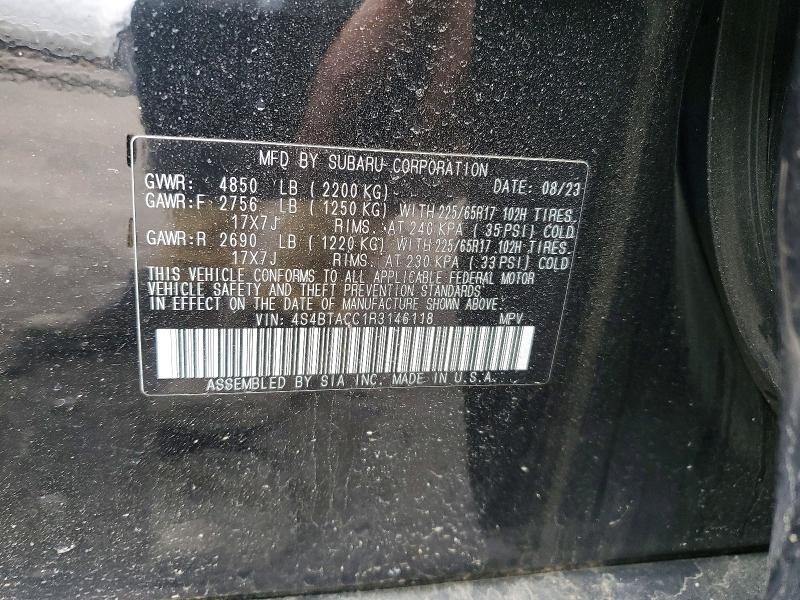 2024 Subaru Outback მანქანა იყიდება აუქციონზე, vin: 4S4BTACC1R3146118, აუქციონის ნომერი: 52750316