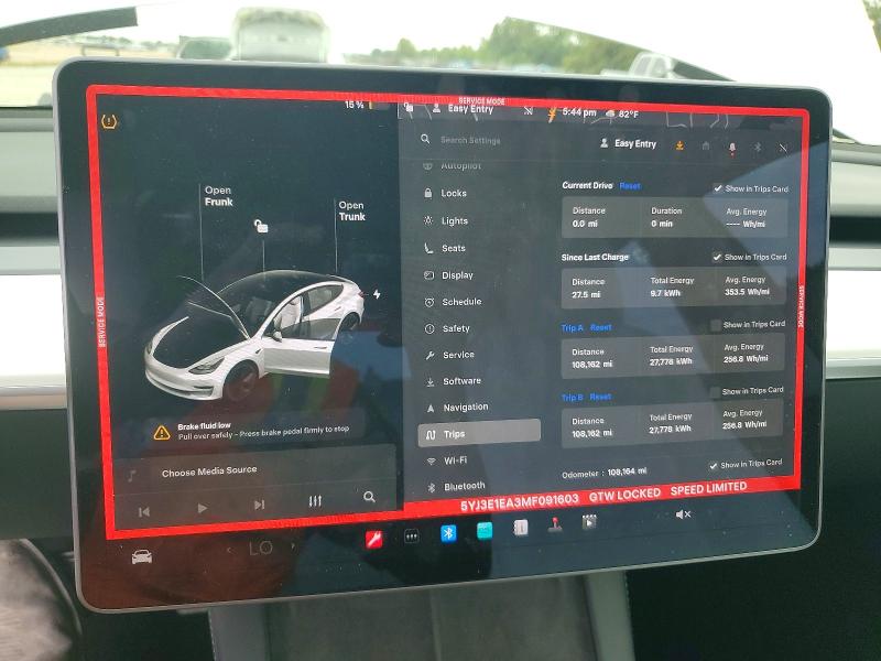 52924536 :رقم المزاد ، 5YJ3E1EA3MF091603 vin ، 2021 Tesla Model 3 مزاد بيع