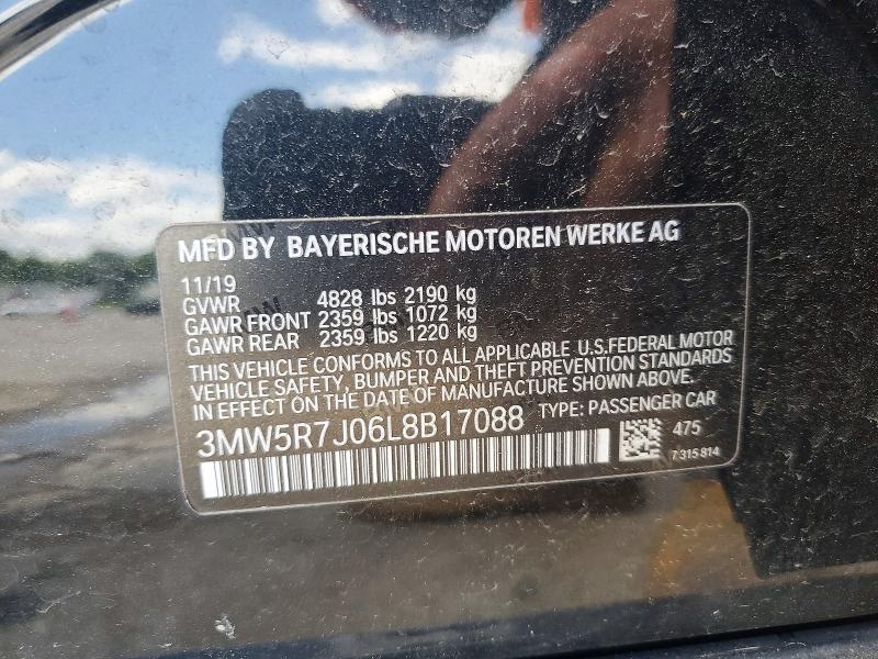 51360246 :رقم المزاد ، 3MW5R7J06L8B17088 vin ، 2020 Bmw 330xi مزاد بيع