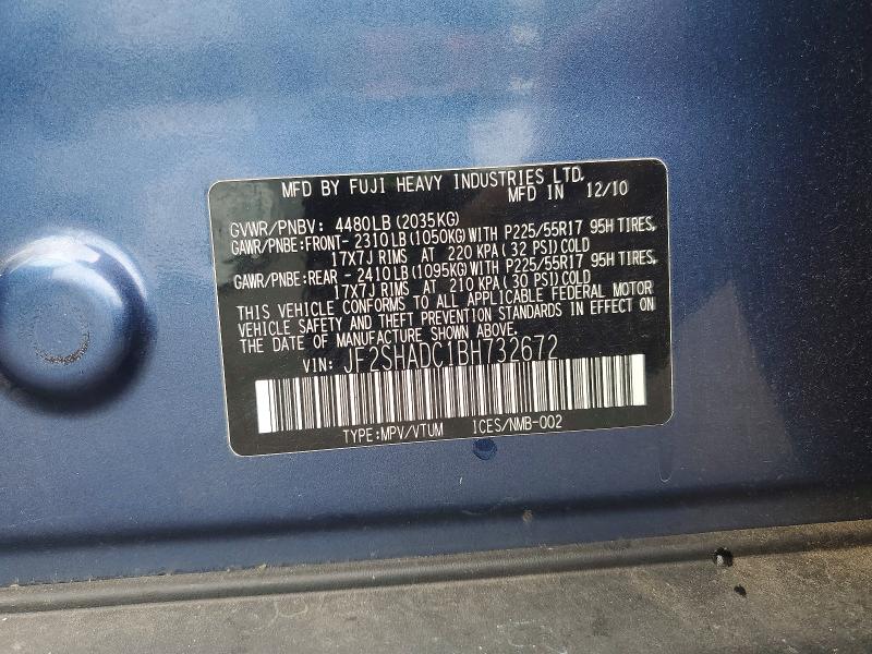 Aukcja sprzedaży 2011 Subaru Forester, vin: JF2SHADC1BH732672, numer aukcji: 53179056