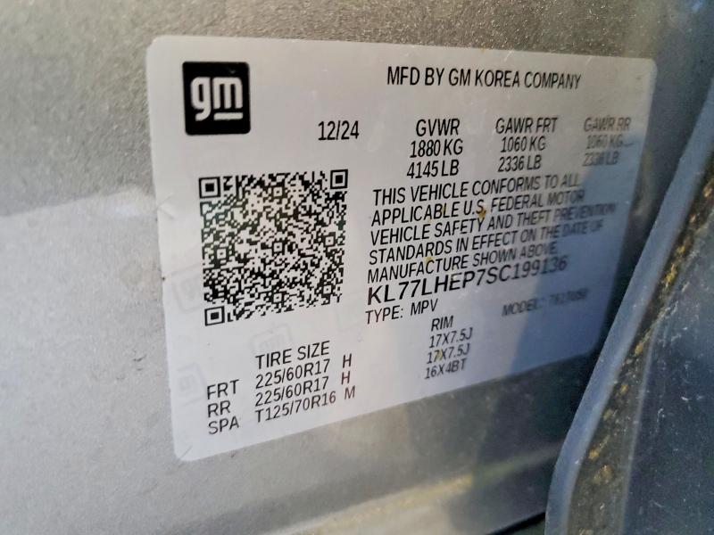 52461886 :رقم المزاد ، KL77LHEP7SC199136 vin ، 2025 Chevrolet Trax مزاد بيع