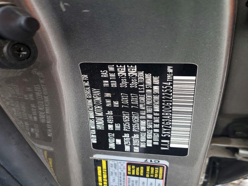 54755526 :رقم المزاد ، 5XYZG3AB0CG122554 vin ، 2012 Hyundai Santa Fe مزاد بيع