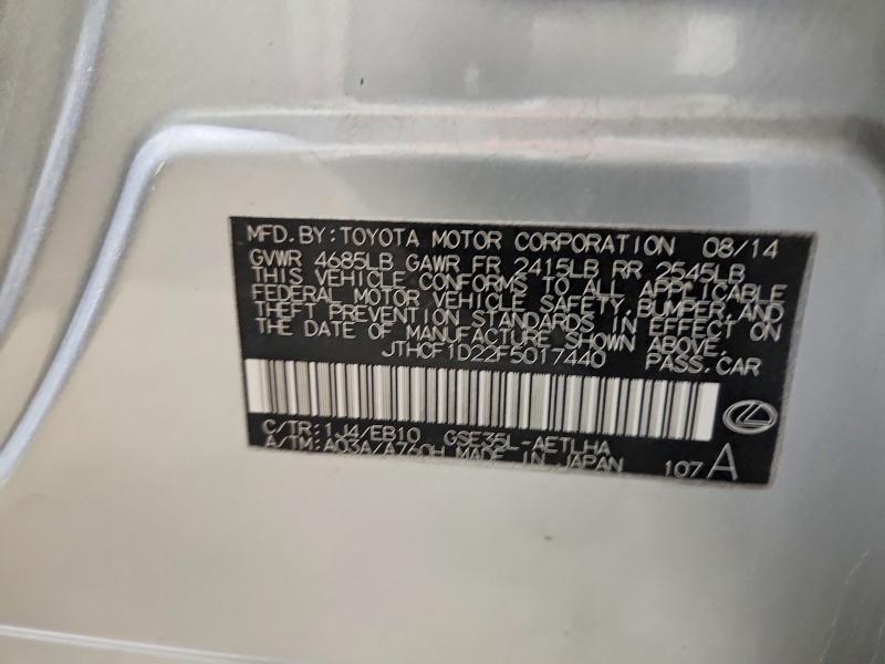 Продажа на аукционе авто 2015 Lexus Is 250, vin: JTHCF1D22F5017440, номер лота: 78839145