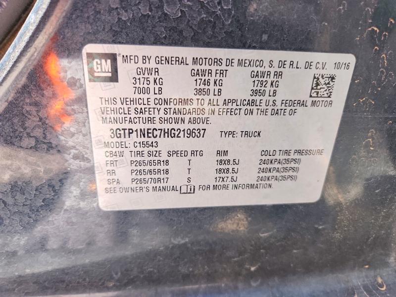Продажа на аукционе авто 2017 Gmc Sierra, vin: 3GTP1NEC7HG219637, номер лота: 52594556