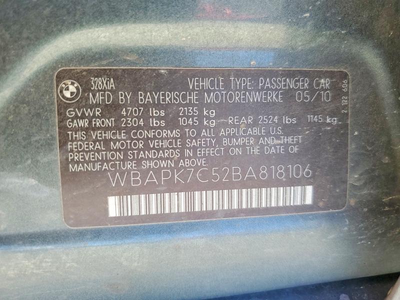 54000556 :رقم المزاد ، WBAPK7C52BA818106 vin ، 2011 Bmw 328 مزاد بيع
