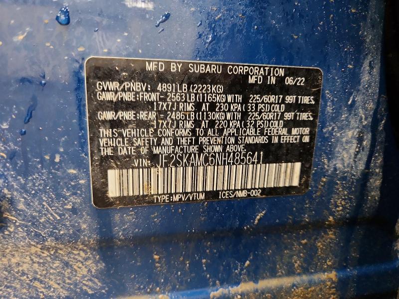 54424196 :رقم المزاد ، JF2SKAMC6NH485641 vin ، 2022 Subaru Forester مزاد بيع