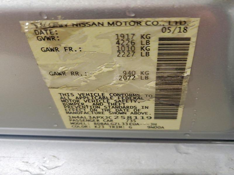 52568646 :رقم المزاد ، 1N4AL3APXJC258119 vin ، 2018 Nissan Altima مزاد بيع